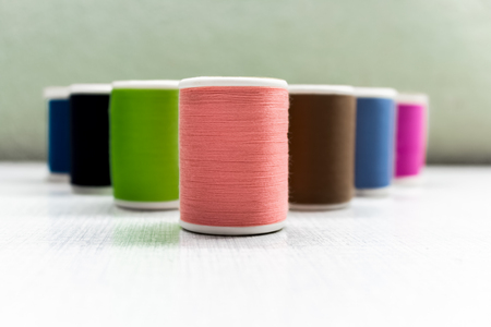Colorful sewing thread Is the main factor. Of clothing production,の写真素材