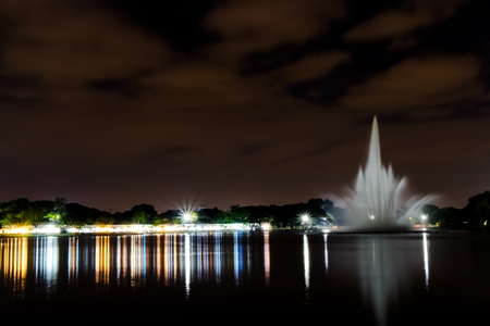 Landscape Suan Luang Rama 9 Big garden of Bangkok Thailand On Nightの写真素材