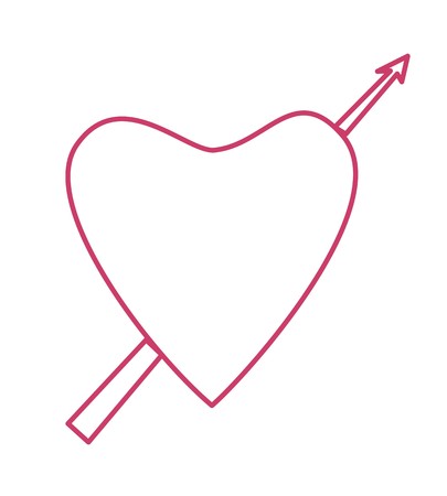 Heart shape pink stripes On a white background there are embroidered arrows.の写真素材