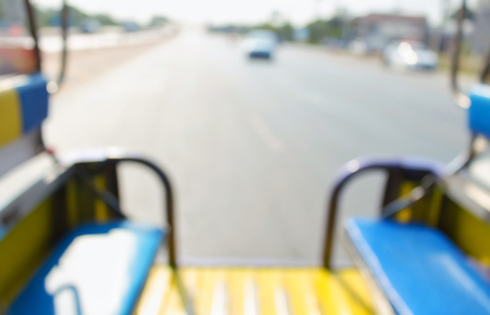 Blur, tuk tuk taxi On The Road in Ayuttaya Thailand.の写真素材