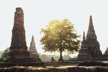 Landmark,wat Chaiwatthanaram The old temple of Ayutthaya period.の写真素材