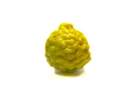 Ripe bergamot fruit bergamia isolated on white background.