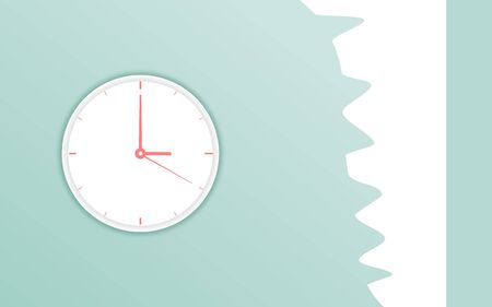 Clock icon flat time wall on soft blue background. Vector design elementのイラスト素材