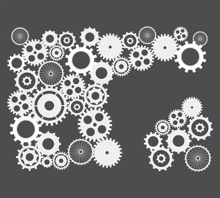 Cogs and gears. abstract background vector on isolated black backgroundのイラスト素材