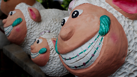 Sheep Family Cement Dolls