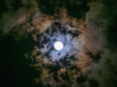 full Moon and Cloud in The Nightの写真素材