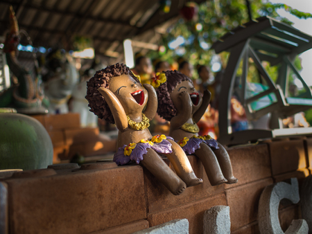 Girl Doll Islanders Laugh on Bricksの写真素材