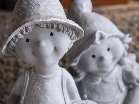 Country White Boy Doll in The Gardenの写真素材