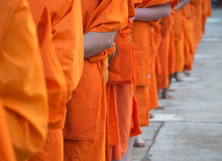 Monk Walked in The Rowの写真素材