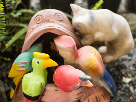 Many Animal Dolls in Big Mouth Frog The Gardenの写真素材