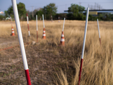 The White Red Pole in The Lawn Dryの写真素材