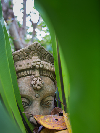 The Statue of Female Idol in Green Fernの写真素材