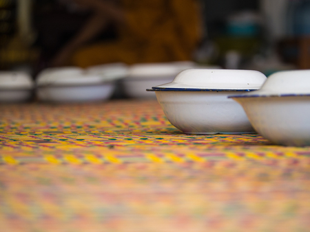 Food is in a Plate and a White Zinc Bowl in The Templeの写真素材