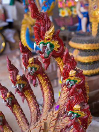 The Statue Many Head of Red Nagaの写真素材