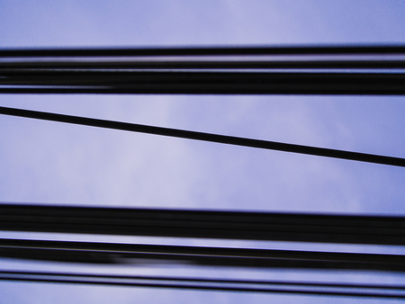 The Oblique Cord between Wires Several Linesの写真素材