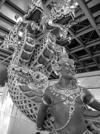 The Angel Giant Statue is at The End of The Naga Boat in The Suvarnabhumi Airportのeditorial素材