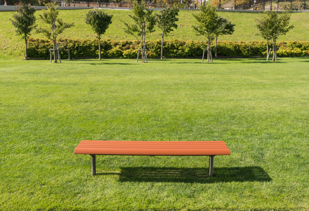The Brown Long Chair on The Lawn in The Park