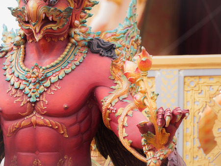 In The Hand of Red Garuda Statue on The Royal Crematorium for HM King Bhumibol Adulyadej : Bangkok : Thailand - December 11,2017のeditorial素材