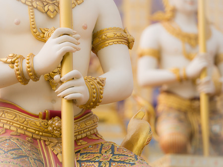 The Hands Holding Baton of Guardian Angel Statue on The Royal Crematorium : Bangkok : Thailand - December 11,2017の写真素材