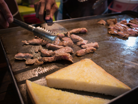 The Sliced Steak in Night Festival Countrysideの写真素材