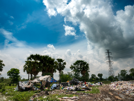 29 May'18 Krasang Distrct Buriram Province Thailand : Pile of Garbage are Close to Electric High...