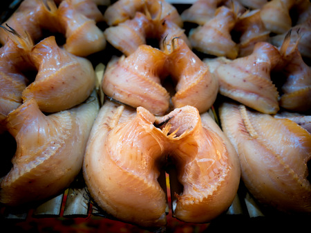 The Dried Snakehead Fishes Sold on The Fresh Market in Thailand