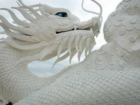 The Pattern of White Dragon Head at Wat Huayplakang Chiang Rai in Thailandの写真素材