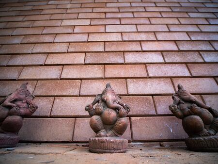 The Statue of Old Ganesha Carving Arranging in The Museumの写真素材