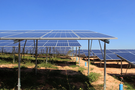 Solar PV Power Plant Under PV Panel Viewの写真素材