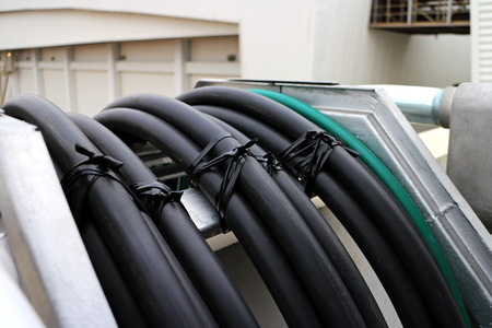 Electrical Cable tied in Ladder Trefoil Formationの写真素材