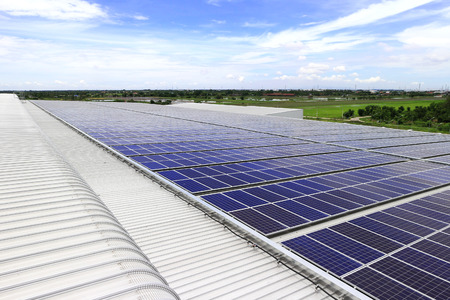 Solar PV Rooftop under Blue Sky