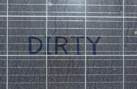 Dirty Dusty Solar Panels with Text DIRTY top view