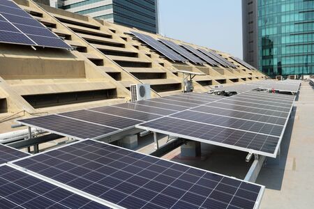 Solar PV System on Concrete Roof Deck Front View