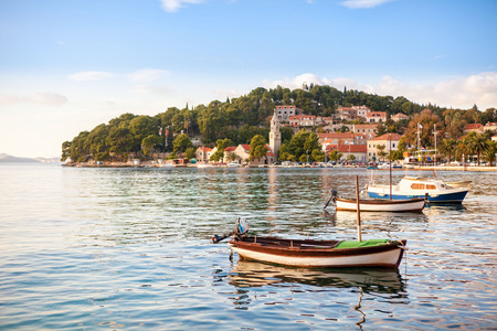 Habors and marina bay in Croatiaの写真素材