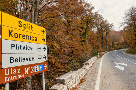 Autumn forest on the way to Plitvice lake national park, Croatiaの写真素材