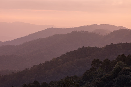 Beautiful morning before sunrise on top of the mountain at Doi Maetaman national park, Chiangmai,...