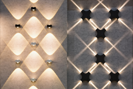 LED decoration lights idea on wall create shape with light and shadow.