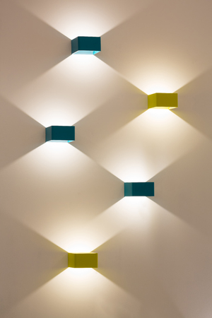 LED decoration lights idea on wall create shape with light and shadow.の写真素材