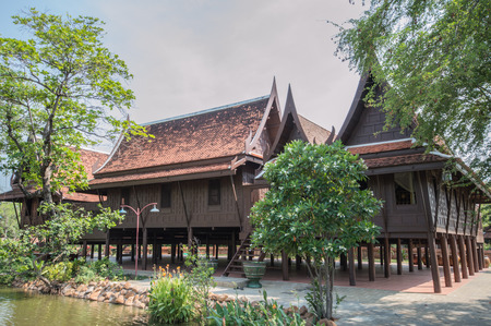 Thai house.House was modeled on the ancient city of policy. Samut Prakan, Thailand.のeditorial素材