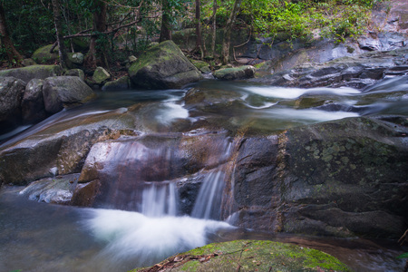 Khlong Pla kang waterfall.Located in Khao Chamao - Khao Wong A large waterfall cascades...