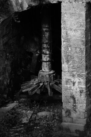 Ancient water mill, gear detailの写真素材