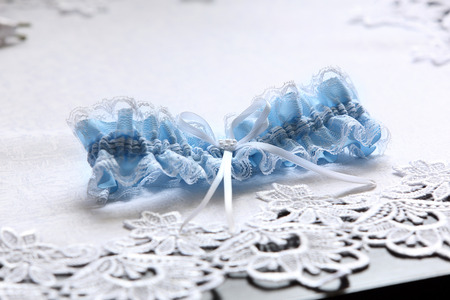 Blue wedding garterの写真素材