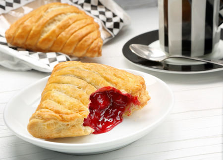 French cake with cherries and coffee