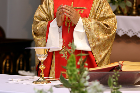 Priest celebrate wedding mass at the churchの写真素材