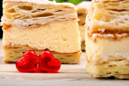 Sweet cakes with hearts for Valentines Day with space for text