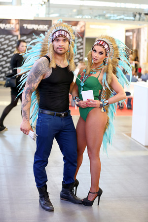 POZNAN, POLAND - MAY 07. 2016: Model concept hairstyling extreme show at The Look Beauty Vision Poznan 2016 on May 07 in Poznan, Poland.のeditorial素材