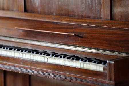 Very old vintage piano keyboardの写真素材