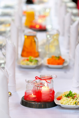 Table dinner set for event party or wedding receptionの写真素材