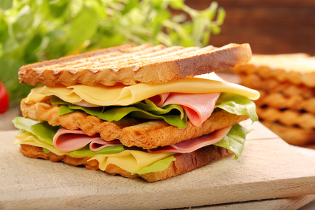Healthy lunch for school with vegetable sandwichの写真素材
