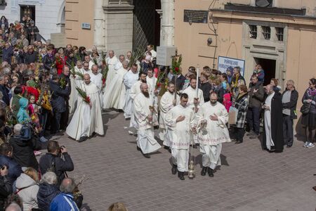 Poland, Czestochowa - 14 April 2019: Jasna Gora Monastery Palm Sunday: the blessing of Easter palms...